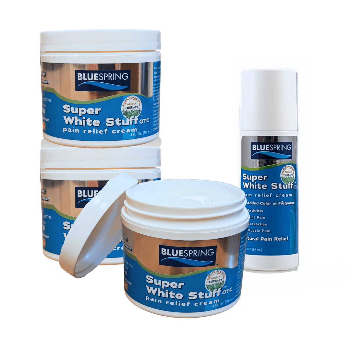 SWS-3057: Buy 3 Super White Stuff OTC 4-oz. jars, Get 1 SWS 3-oz. roll-on Free and Free Shipping!