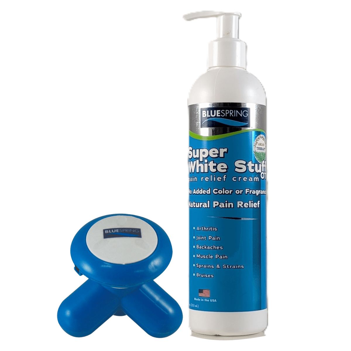 HLT-3108: Buy 1 Super White Stuff 12-oz. pump bottle, Get 1 Handheld Electric Massager FREE!