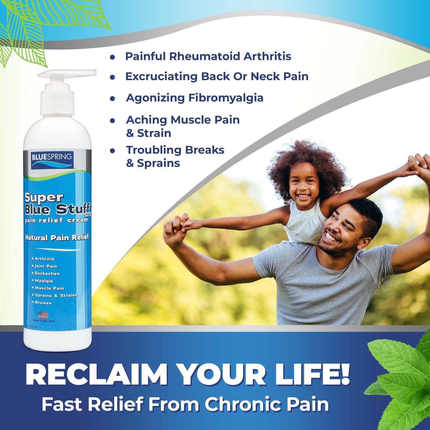 HLT-3105: Buy 1 Fascia Massage Gun Plus 1 Super Blue Stuff 12-oz. bottle, Get 1 Super Blue 12-oz. bottle FREE Plus FREE SHIPPING!