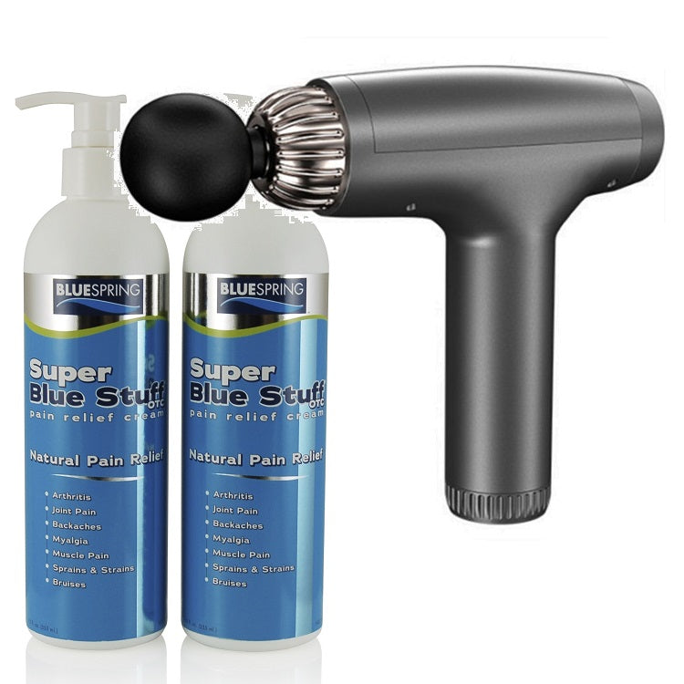 HLT-3105: Buy 1 Fascia Massage Gun Plus 1 Super Blue Stuff 12-oz. bottle, Get 1 Super Blue 12-oz. bottle FREE Plus FREE SHIPPING! - 32% OFF!