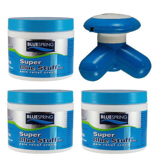 HLT-3111: Buy 3 Super Blue Stuff 4-oz. jars, Get 1 Handheld Electric Massager FREE Plus Free Shipping! - 23% OFF!