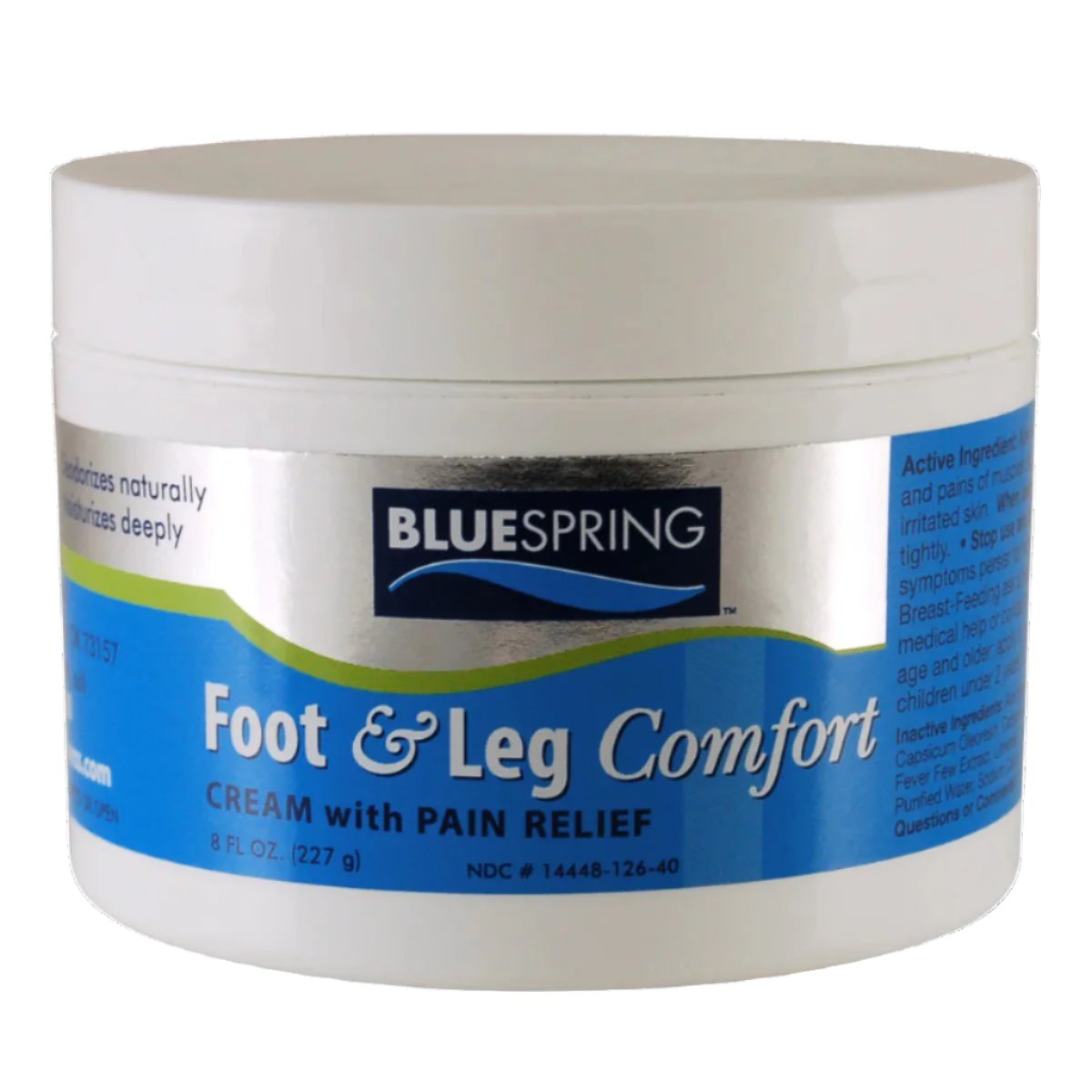 Foot & Leg Comfort Pain Relief Cream, blue spring, super blue stuff, pain relief cream, pain relief, cream, arthritis, emu oil, natural pain relief